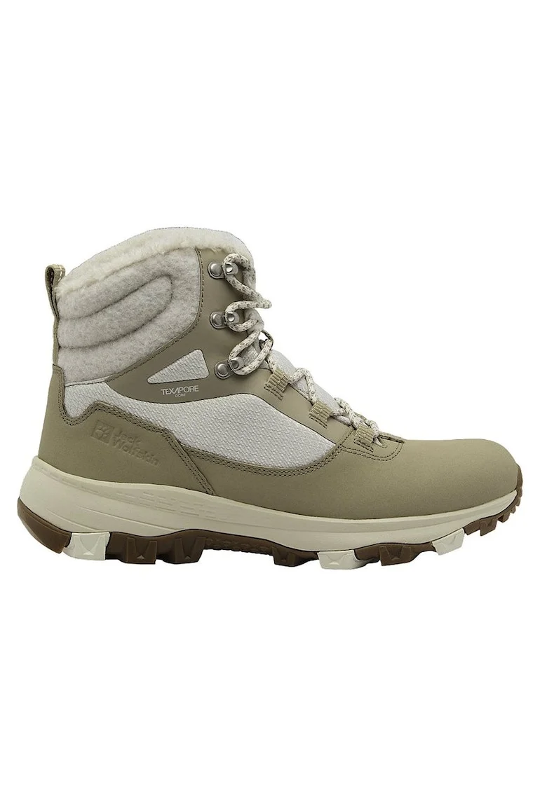 Ghete sport dama  Everquest Texapore High, crem-verde masliniu, piele naturala, iarna