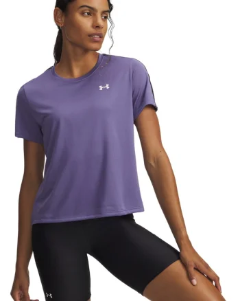 Tricou cu benzi logo laterale pentru fitness Tech, Alb/Negru/Lila