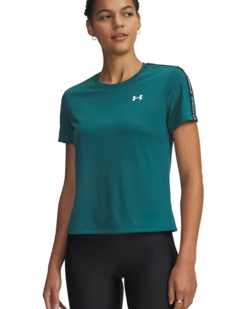 Tricou cu benzi logo laterale pentru fitness Tech, Alb/Verde/Negru