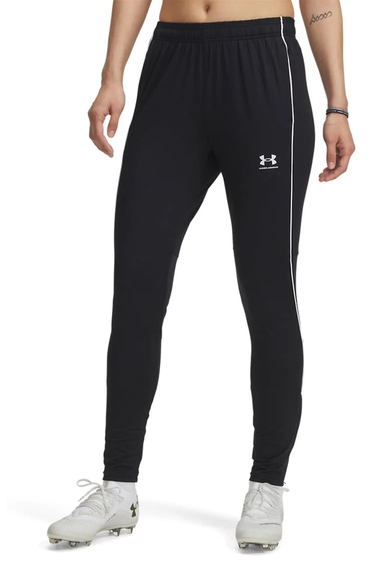 Pantaloni slim-fit cu slituri pe glezna laterale cu fermoar, pentru fotbal Challenger, Alb/Negru
