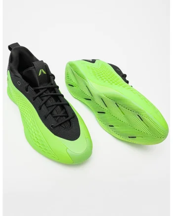 Pantofi cu insertii textile pentru baschet Anthony Edwards 1, Negru/Verde electric