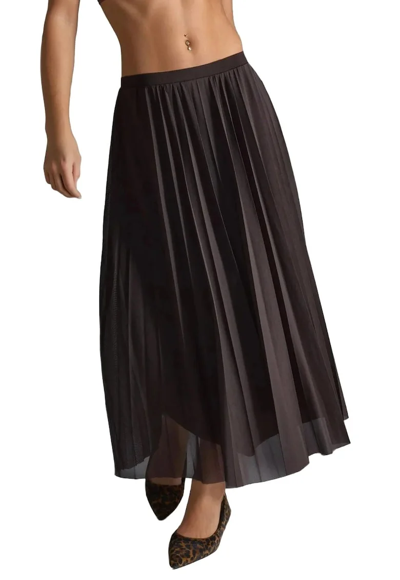 Fusta maxi,  Textil, Maro inchis, Talie inalta