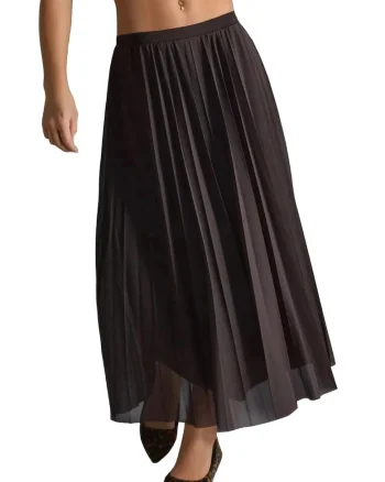 Fusta maxi,  Textil, Maro inchis, Talie inalta