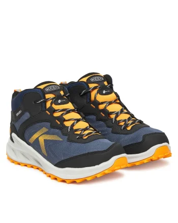 Bocanci trekking baieti,  albastru, textil