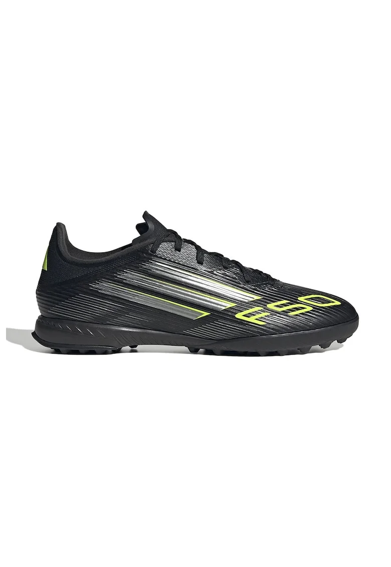 Pantofi pentru fotbal F50 League Turf, Negru/Verde pal