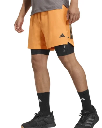 Pantaloni scurti regular fit cu buzunare cu fermoar pentru fitness D4T, Negru/Portocaliu