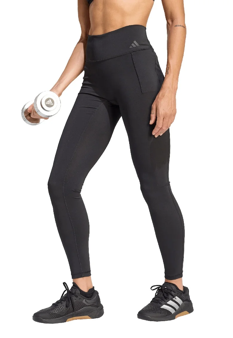 Colanti cu buzunare laterale, pentru fitness Optime, Negru