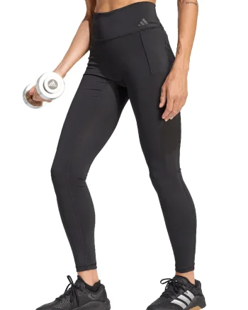 Colanti cu buzunare laterale, pentru fitness Optime, Negru