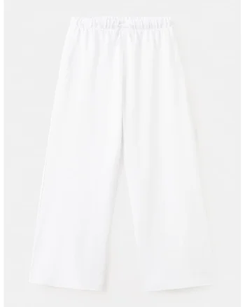 Pantaloni din bumbac cu croiala ampla si talie elastica, Alb