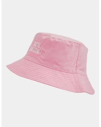 Palarie bucket cu broderie text, Roz