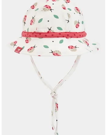 Palarie bucket din amestec de bumbac, Rosu/Alb