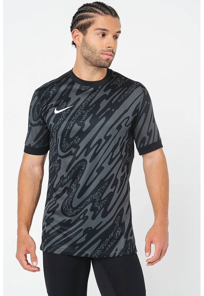 Tricou cu model, pentru fotbal, Alb/Negru/Gri antracit