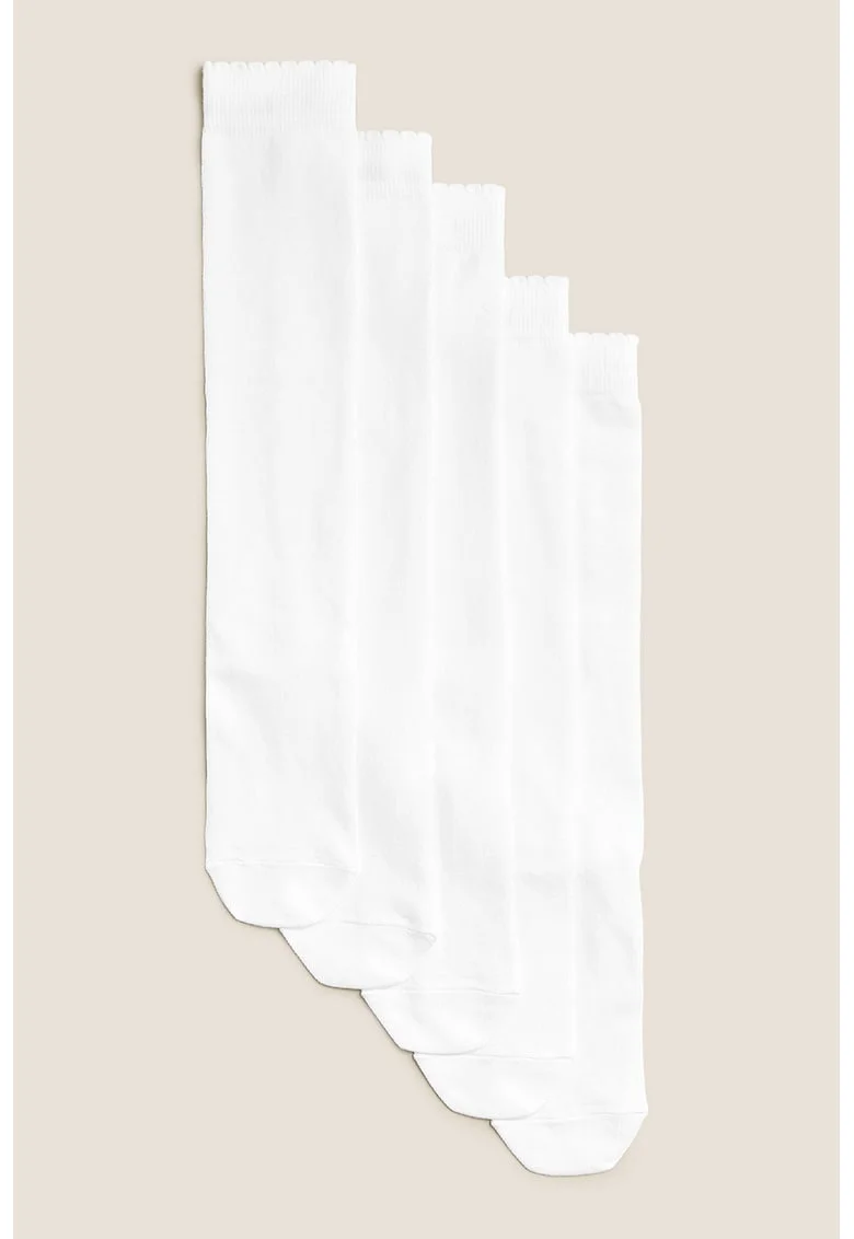 Set de sosete lungi pana la genunchi - 5 perechi, Alb
