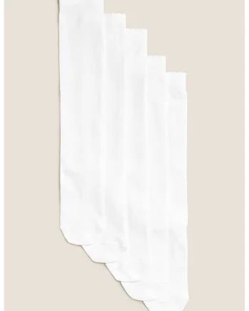 Set de sosete lungi pana la genunchi - 5 perechi, Alb