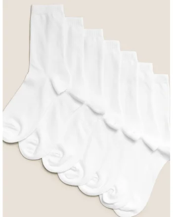Set de sosete lungi din amestec de bumbac - 7 perechi, Alb