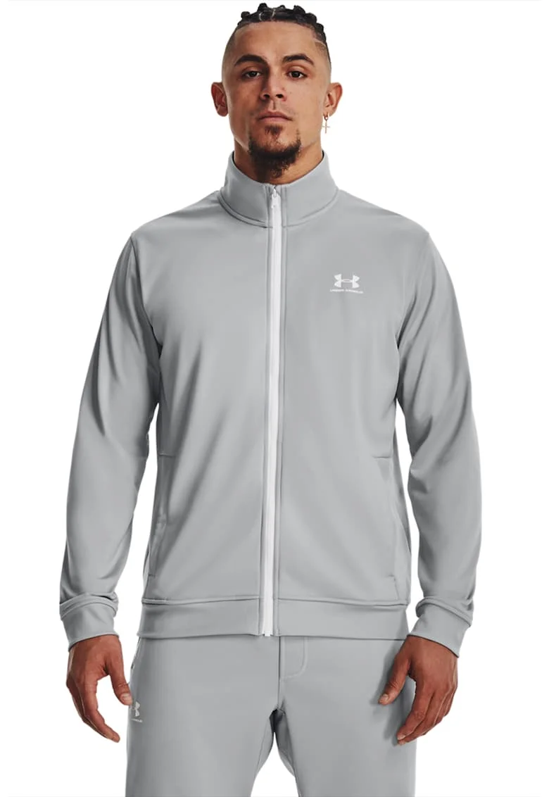 Bluza de trening cu fermoar, pentru antrenament Sportstyle, Gri deschis