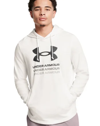 Hanorac cu imprimeu logo pentru fitness, Alb fildes/Negru