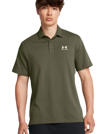 Tricou polo cu detaliu logo, pentru fitness, Verde inchis