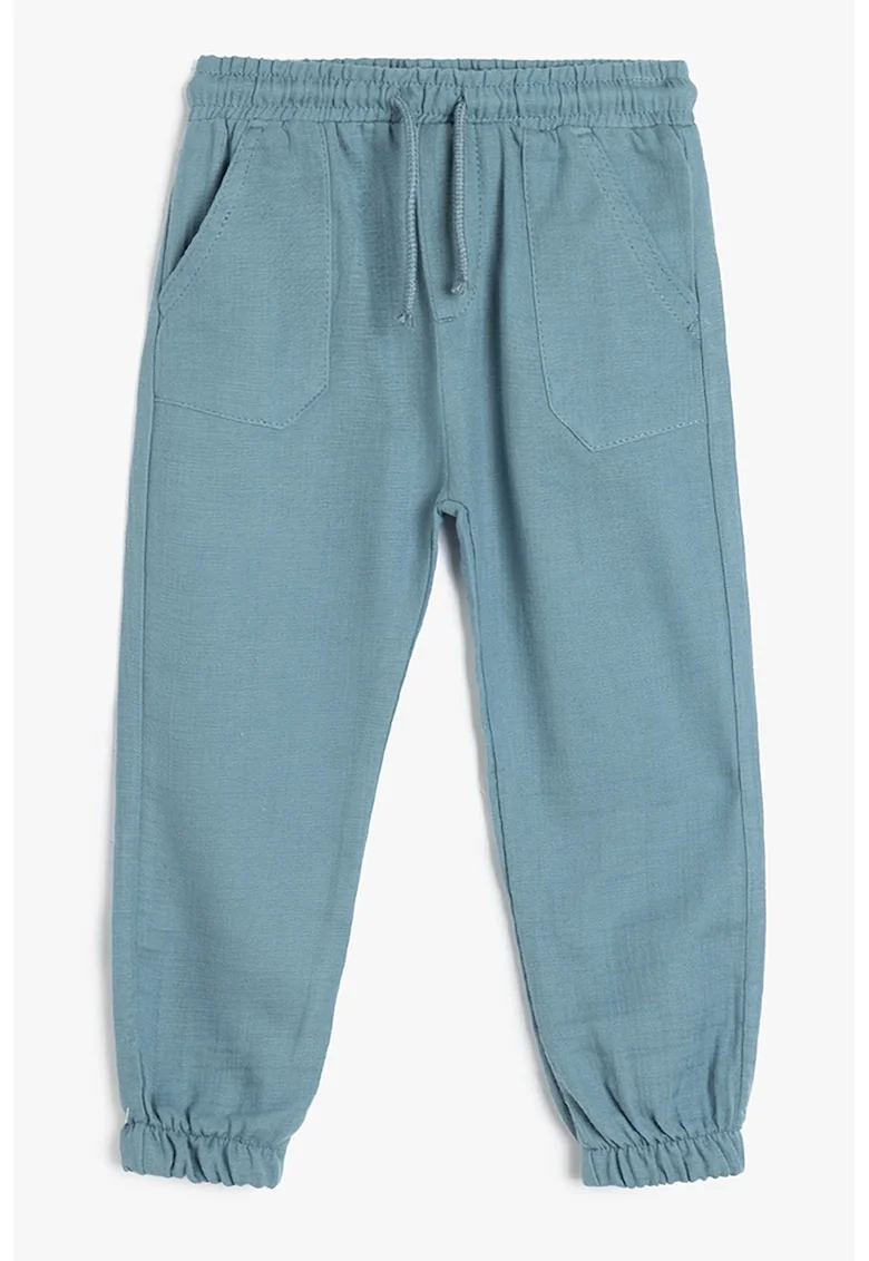 Pantaloni de trening cu snur de ajustare, Albastru prafuit