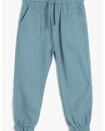 Pantaloni de trening cu snur de ajustare, Albastru prafuit