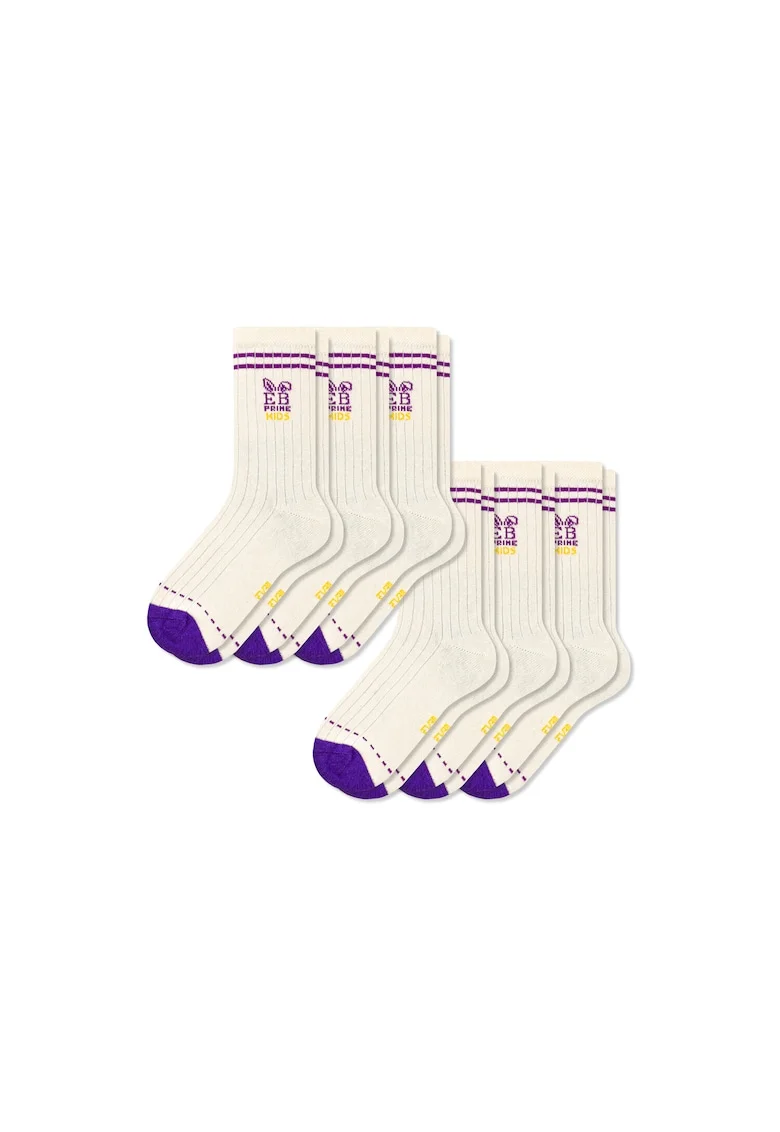 Set 6 perechi, Sosete Copii, Bumbac,  fara cusatura, respirabile si confortabile, Ivoire
