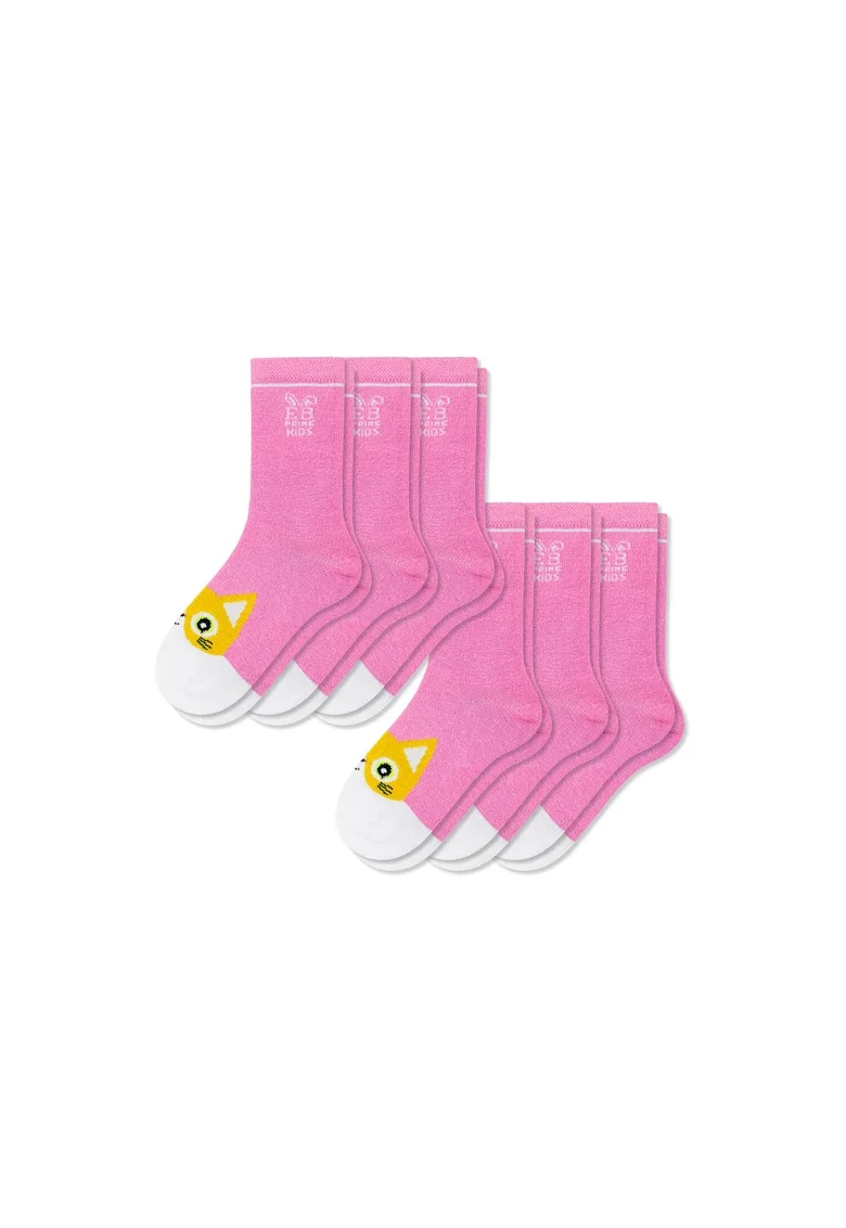 Set 6 perechi, Sosete Copii, Bumbac,  fara cusatura, respirabile si confortabile, Roz