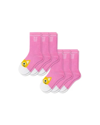 Set 6 perechi, Sosete Copii, Bumbac,  fara cusatura, respirabile si confortabile, Roz