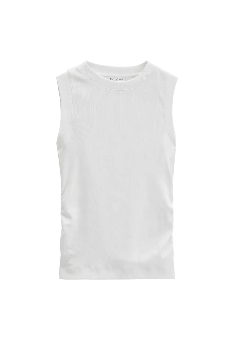 Top slim-fit cu striatii, Alb