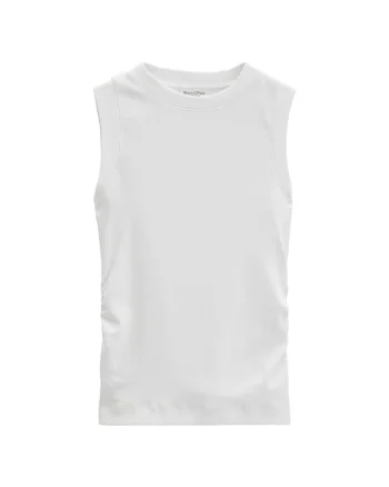 Top slim-fit cu striatii, Alb