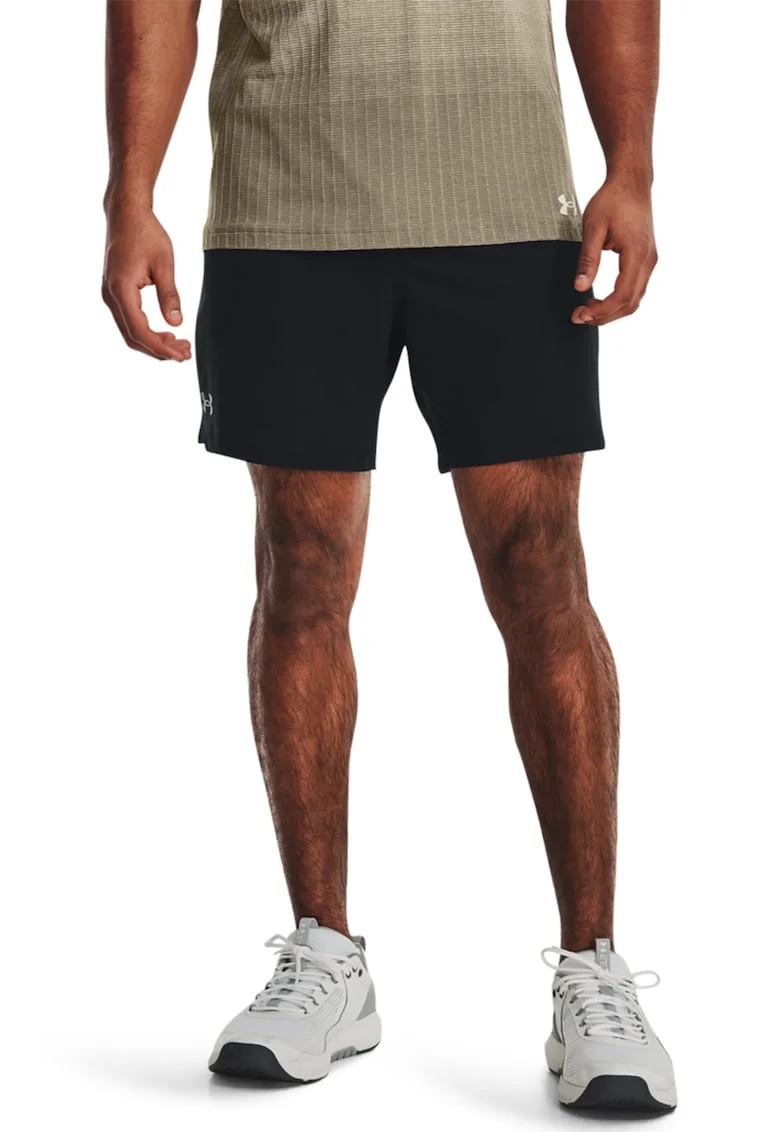 Pantaloni scurti cambrati cu banda logo in talie, pentru antrenament Vanish, Negru stins