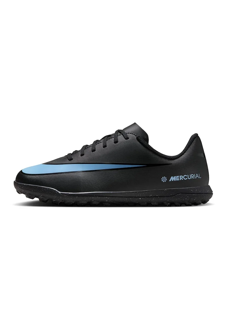 Pantofi sport Jr. Mercurial Vapor 16 din piele ecologica cu logo, pentru fotbal, Negru/Albastru glaciar