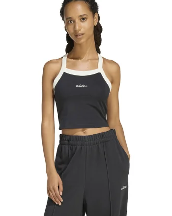 Top crop cu logo, Negru