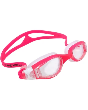 Ochelari de inot pentru copii Crowell GS16, coral roz si alb, cu banda ajustabila, anti-fog, set cu cutie reutilizabila
