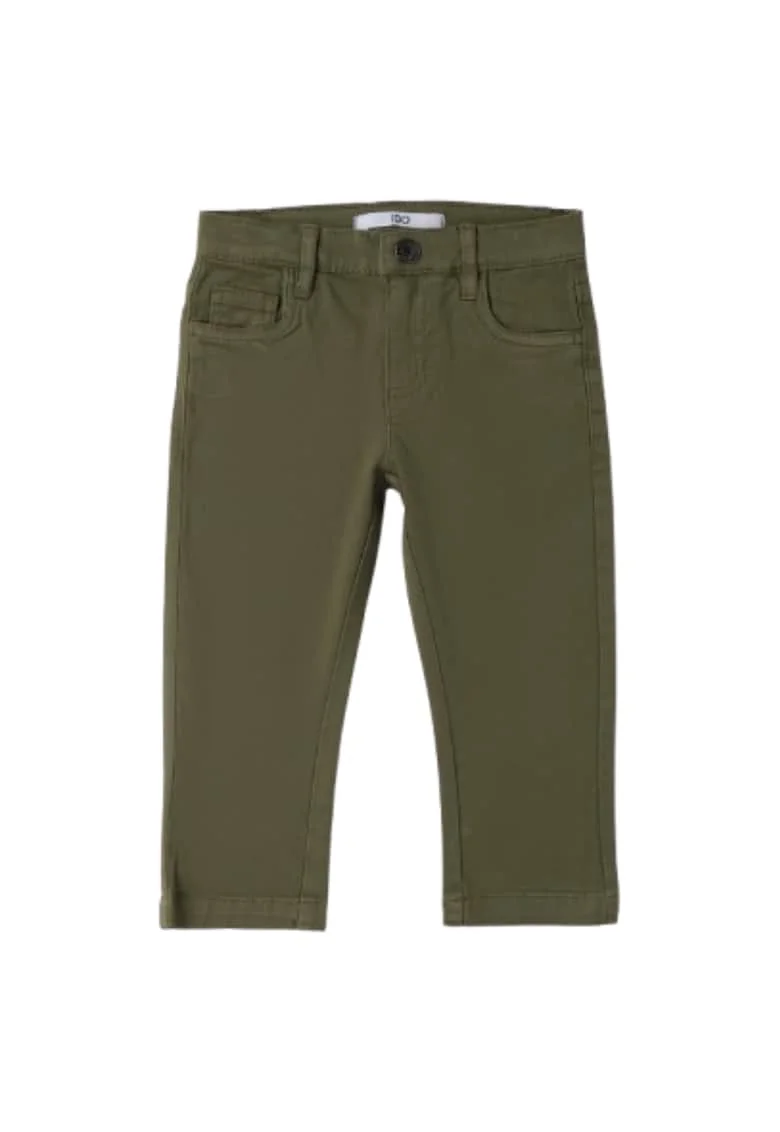 Pantaloni baieti iDO din bumbac twill, talie reglabila, Verde kak