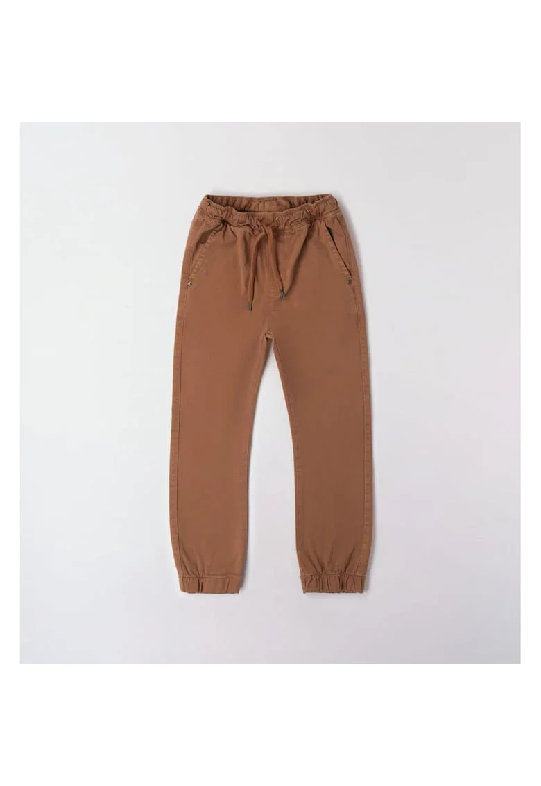 Pantaloni din twill cu banda elastica pentru baieti,  4.7736, Maro, Maro