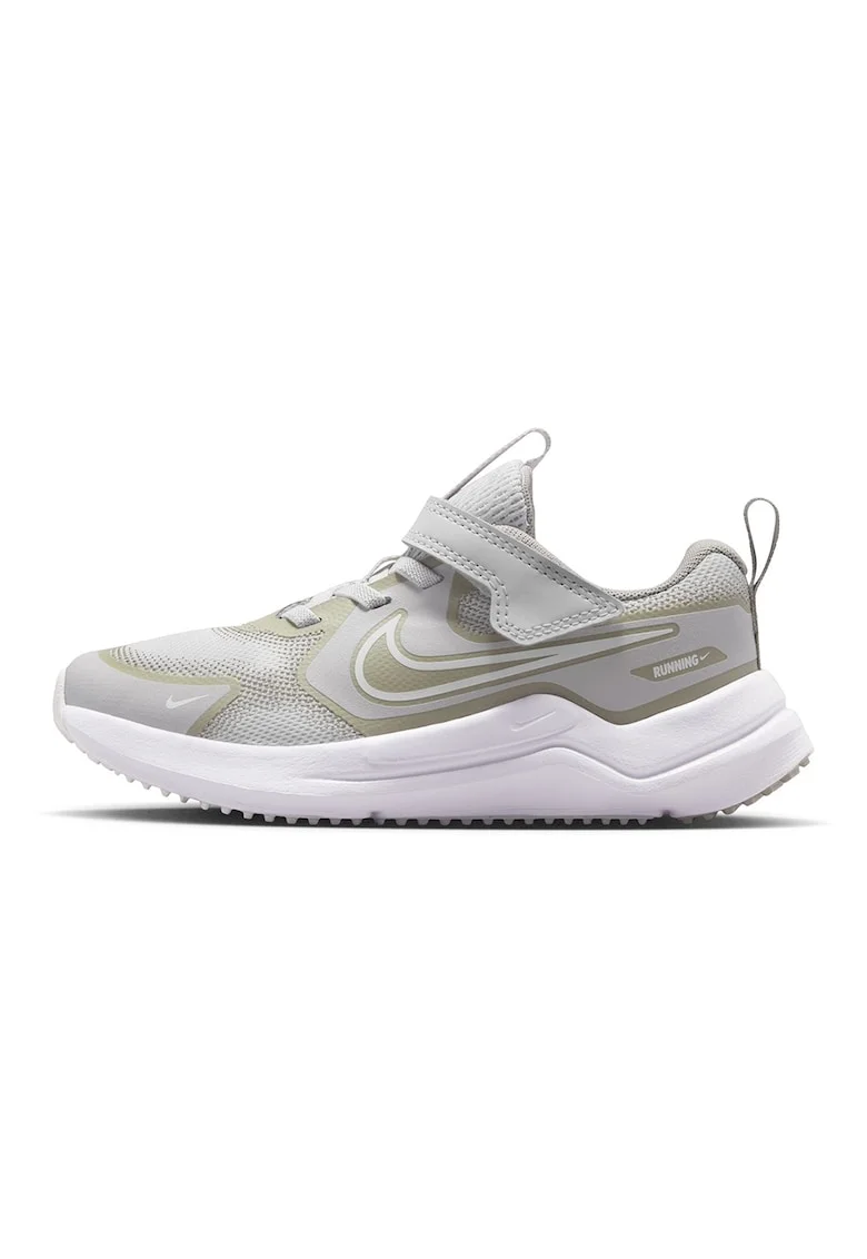 - Pantofi Cosmic cu inchidere velcro pentru alergare, Gri deschis/Verde stins