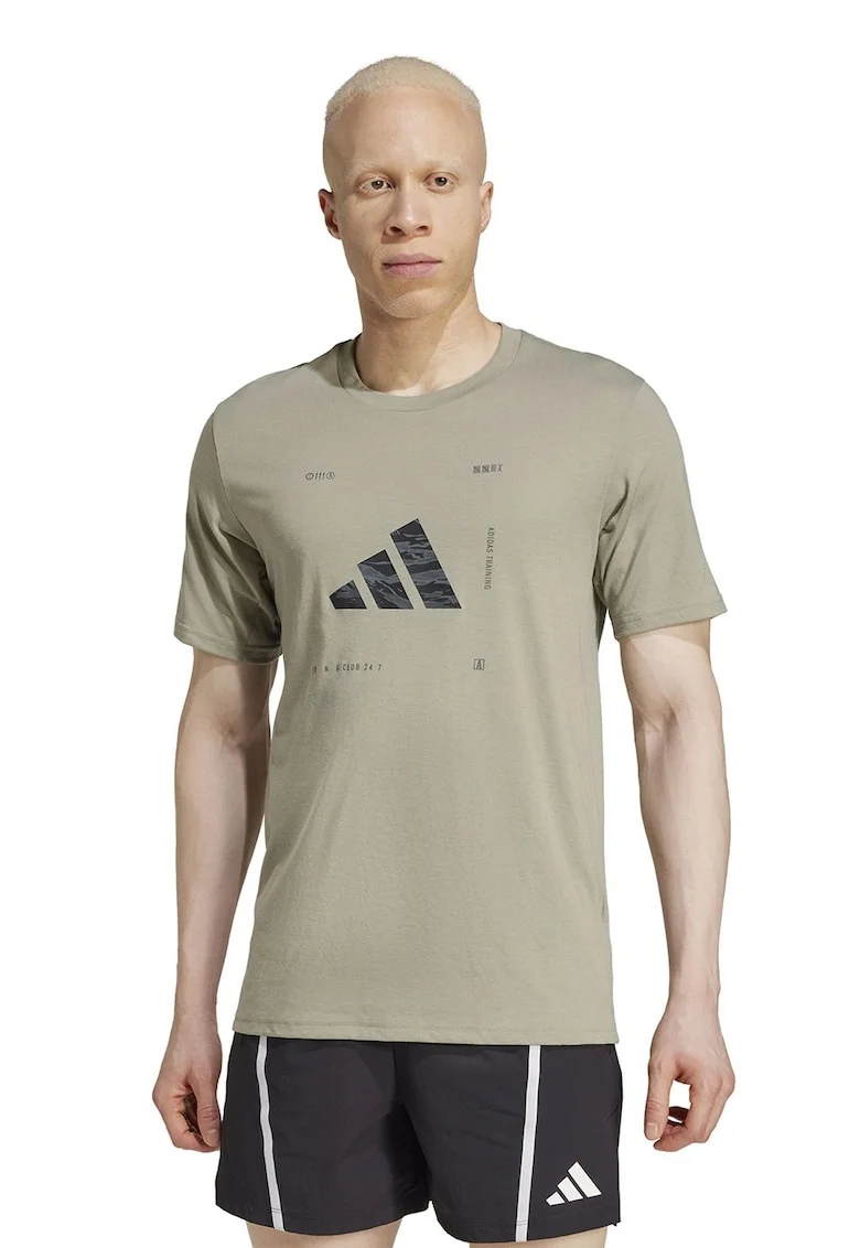 Tricou regular fit cu logo, Verde pal