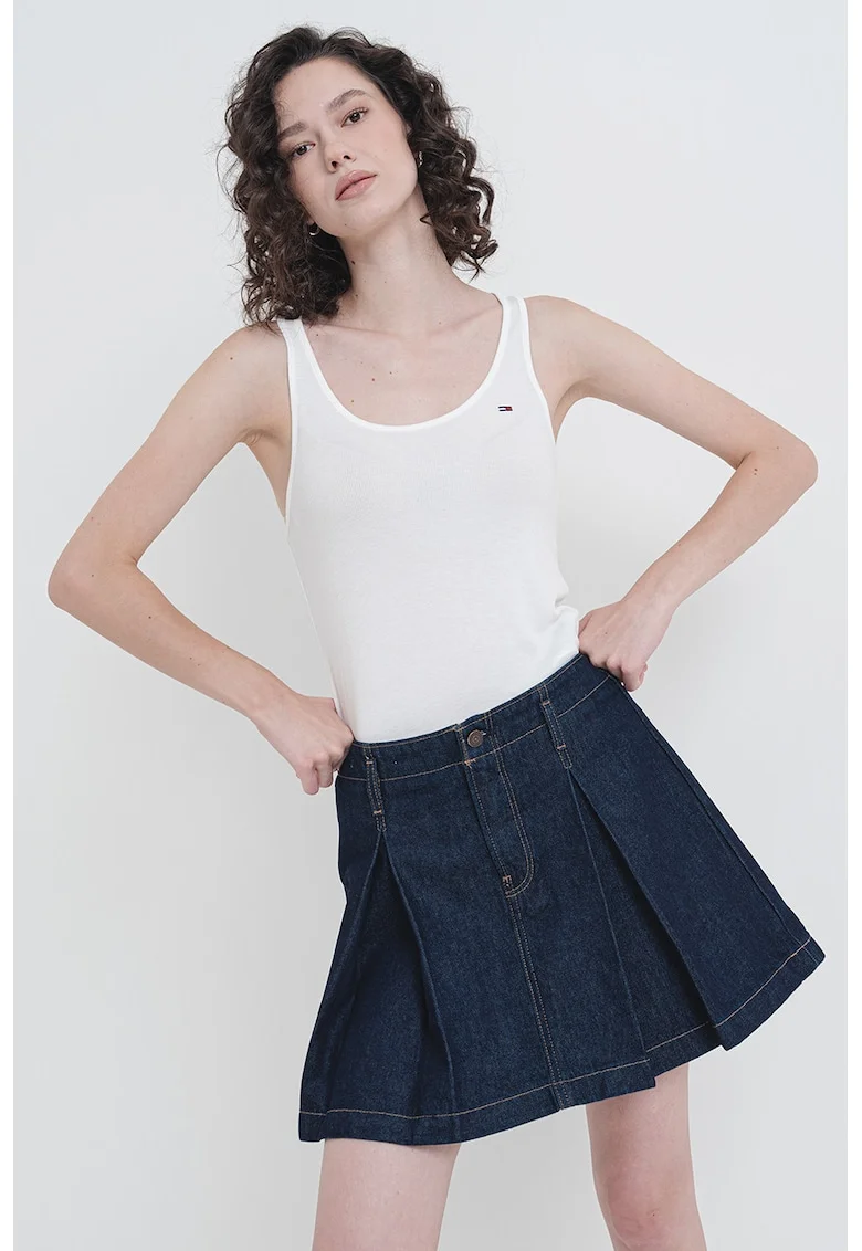 Top slim fit din amestec de modal, Alb