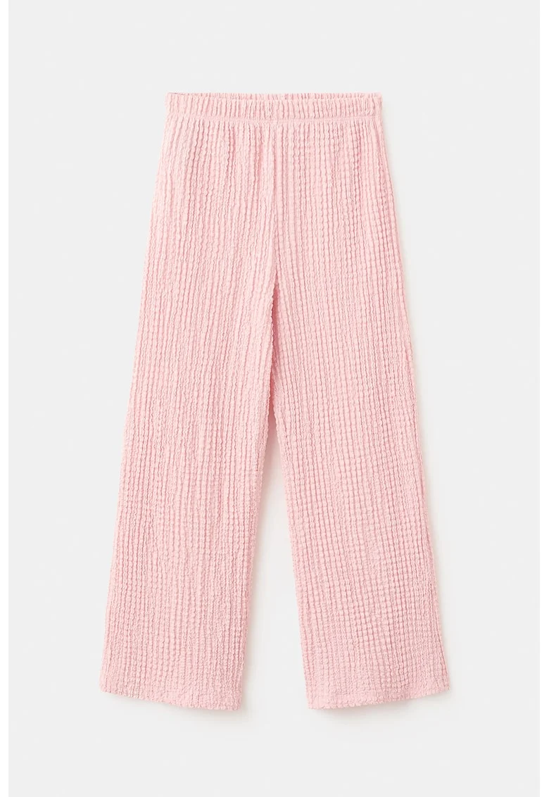 Pantaloni lejeri texturati, Roz pastel