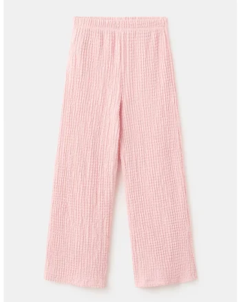 Pantaloni lejeri texturati, Roz pastel