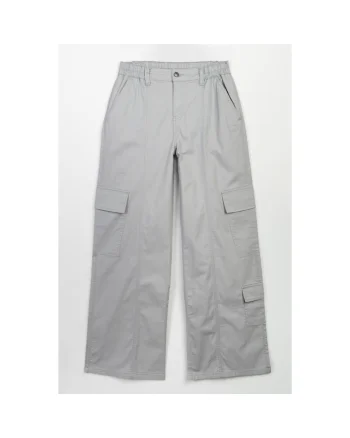 Pantaloni cargo din bumbac cu croiala ampla,