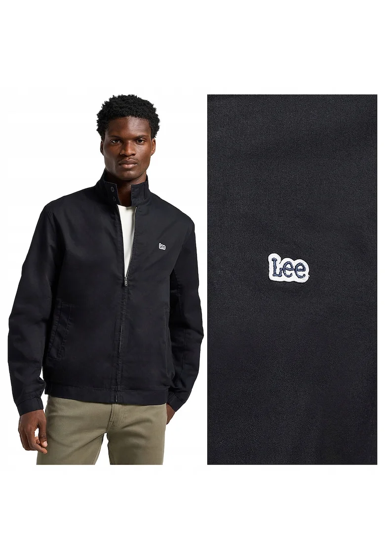 Jacheta Barbati,  Harrington Jacket, Regular Fit, Design Cladwqfwqsic, Fara Gluga, Fermoar, Bumbac, L, Negru, Negru