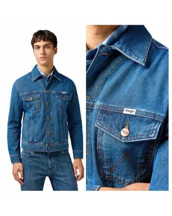 Jacheta Barbati,  Classic Jacket, Regular Fit, Denim Design, Fara Gluga, Cu Nasturi, Bumbac, Albastru, Albastru