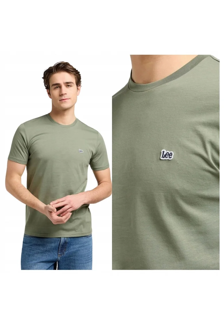 Tricou Barbati,  Patch Logo Tee, Regular Fit, Maneca Scurta, Decolteu Rotund, Cu Logo, Bumbac, Design Clasic, 2XL INTL, Verde