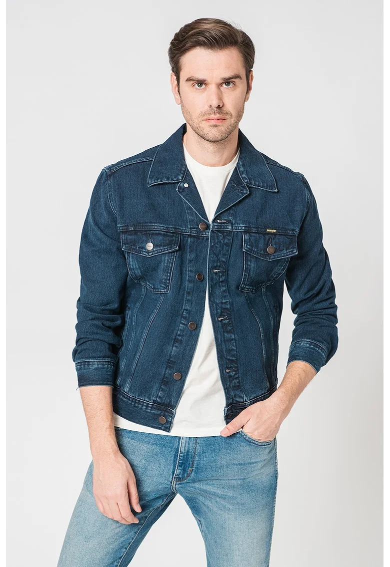 Jacheta din denim cu nasturi Authentic, Bleumarin