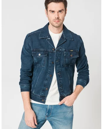 Jacheta din denim cu nasturi Authentic, Bleumarin