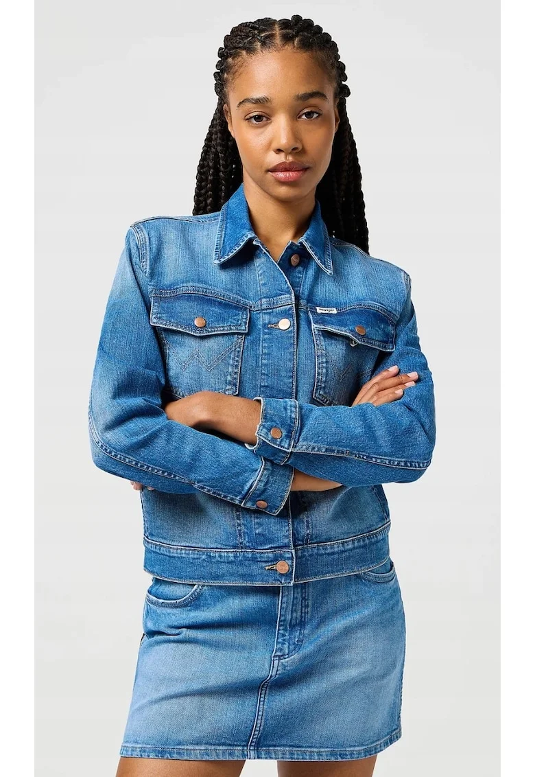 Geaca denim dama,  Heritage Jacket, regular fit, albastru, bumbac