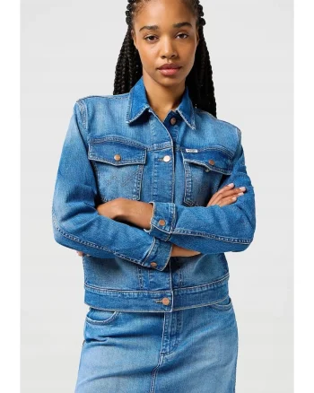 Geaca denim dama,  Heritage Jacket, regular fit, albastru, bumbac
