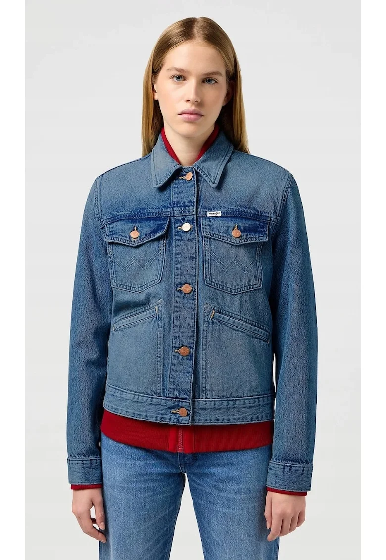 Geaca de blugi dama  Heritage Jacket, regular fit, albastru, 100% bumbac, doua buzunare cu clapeta