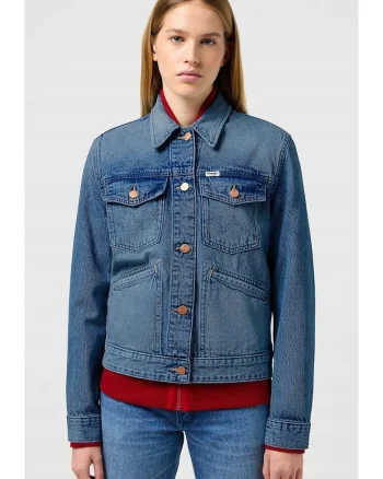Geaca de blugi dama  Heritage Jacket, regular fit, albastru, 100% bumbac, doua buzunare cu clapeta
